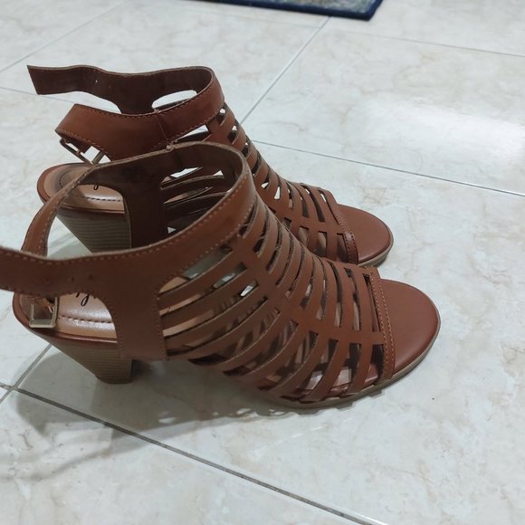 STYLE & CO Women's Haileyy Shooties Sandals Heels COGNAC Brown Chic Trendy Style - Picture 9 of 13